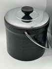 Vintage Retro 1960's Ice Bucket Black Faux Alligator Vinyl Chrome Lid VC — photo 2
