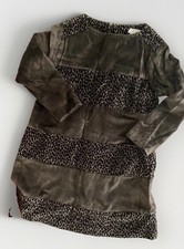 Girls Leopard Print Velour Jumper Dress Size 5 100% Cotton Made In USA