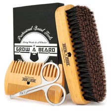 Travel-Friendly Beard Brush and Comb Set with Eco-Conscious Bamboo Design