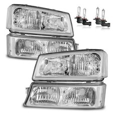 Headlights W/Bulbs for 2003 OE Replacement Chrome Housing - With H/L Beam Bulbs