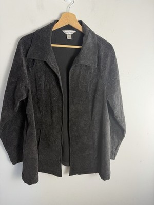 Christopher & Banks Damen L schwarz Swirl strukturiert vorne offen Jacke Cardigan
