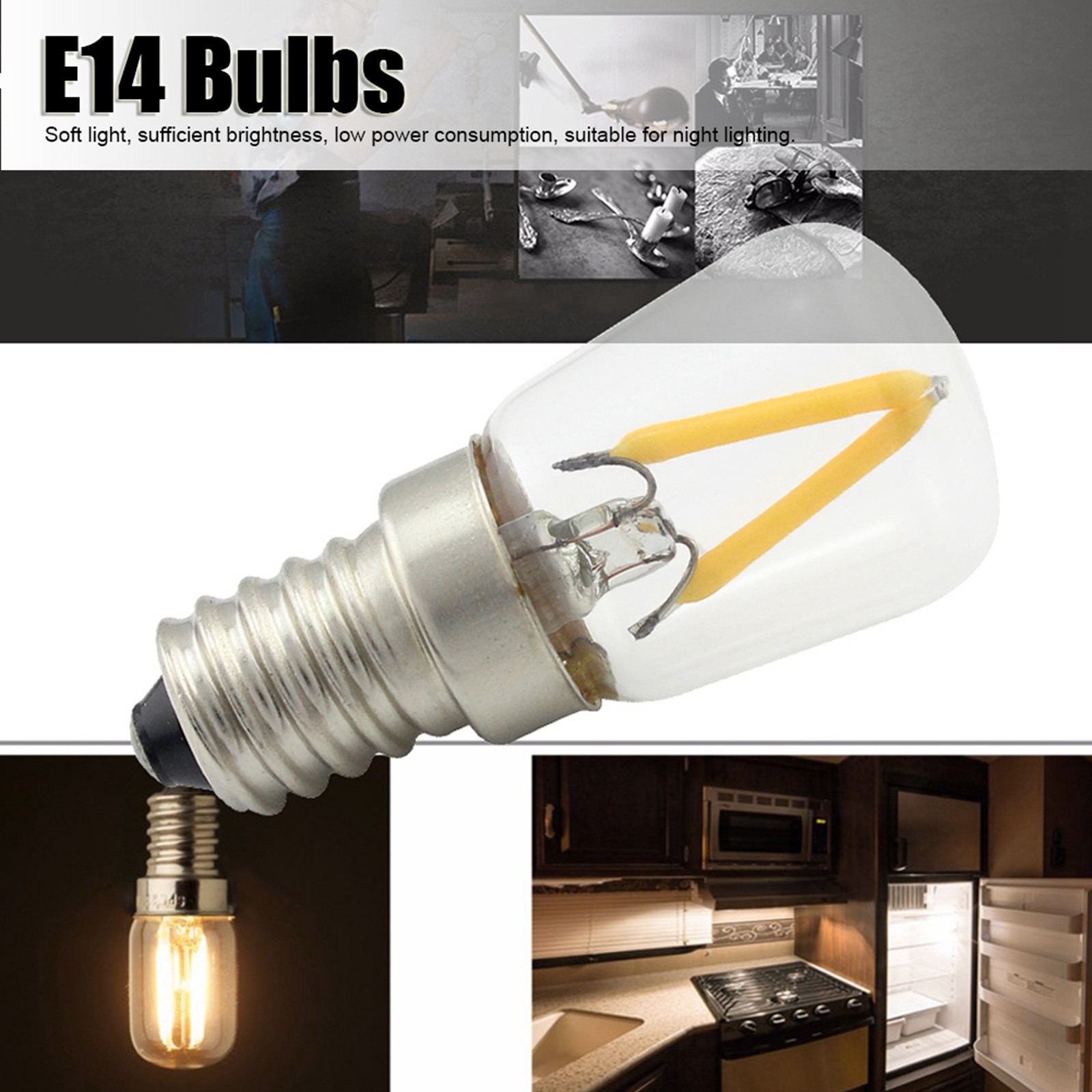 E14 Short Filament Bulbs 1.5W AC110V Bulb Chandelier Ceiling Lamp Accessory Warm