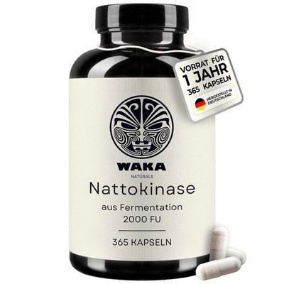 WAKA Naturals  Nattokinase 2000 FU | 365 Kapseln | Jahresvorrat | Hochdosiert