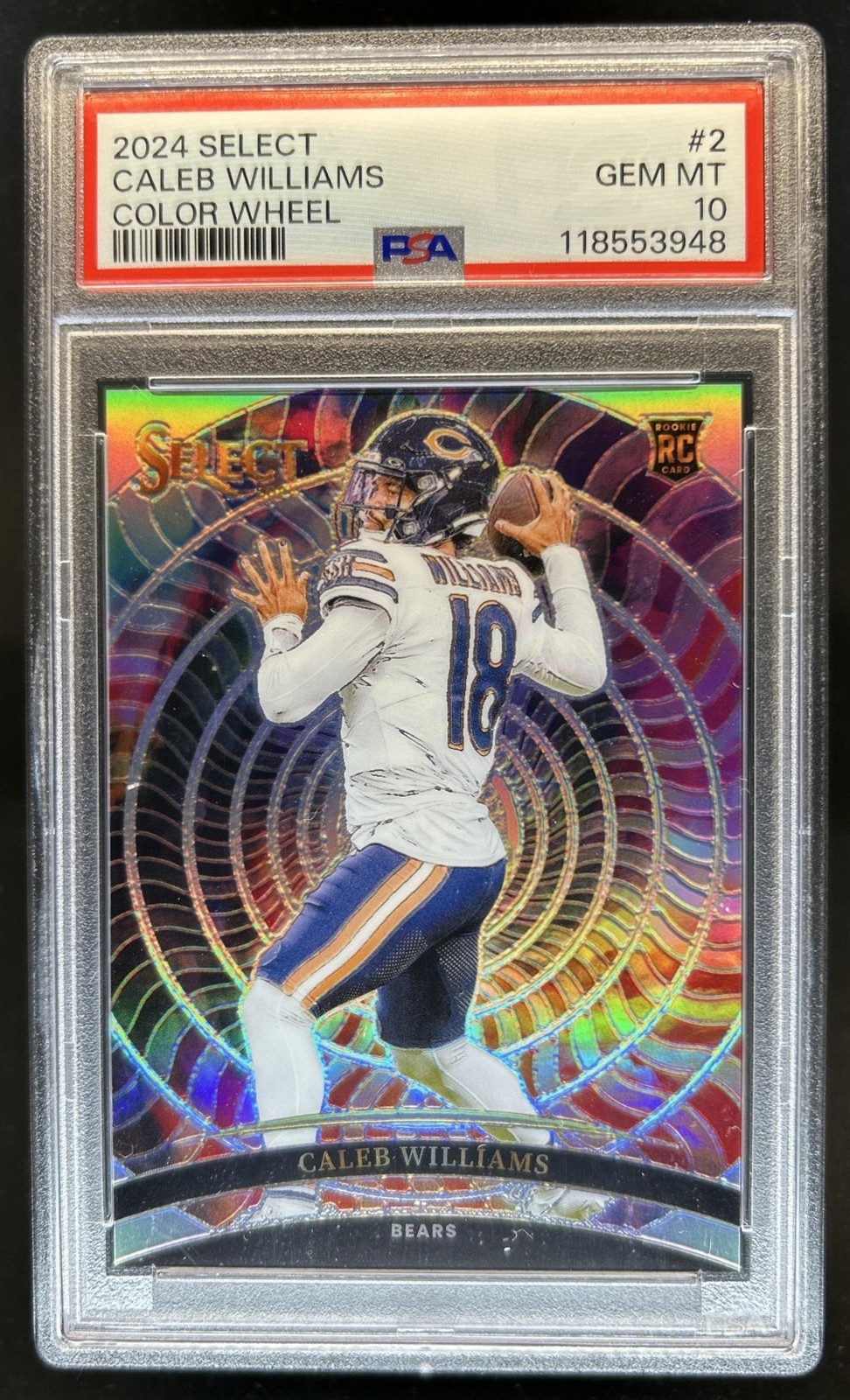 2024 Panini Select Caleb Williams Color Wheel RC SP Rookie #2 Bears PSA 10