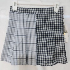 Originality Small Blue Plaid Pleated Mini Skirt NWT O