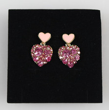 NEW Heart Valentine Pink Rhinestone Earrings Fun Flirty Versatile Fashion