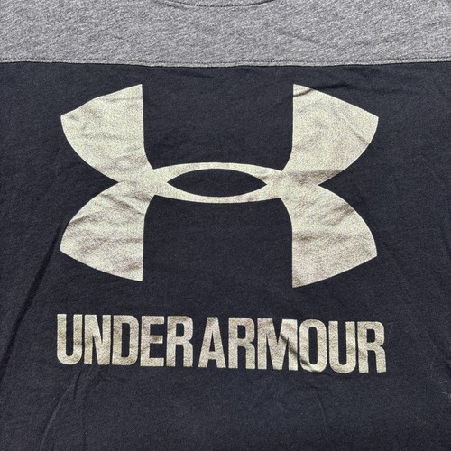 Under Armour Top Womens XL Loose Fit Black Gray Logo Cotton Blend Casual - Picture 2 of 8