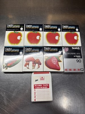 Lot Of 9 Blank 8-Track Cartridges, Capitol, Scotch, 90 Min, 80 Min, 64min