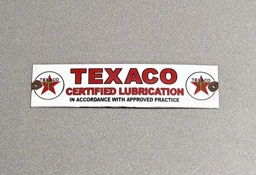 VINTAGE 12” TEXACO LUBRICANT PORCELAIN SIGN CAR GAS TRUCK OIL MOTORCYCLE