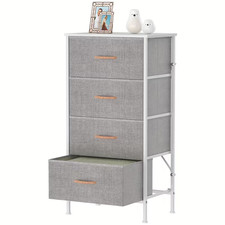 Modern Fabric Chest of Drawers Dresser Storage Grey & Black Bedroom Furniture