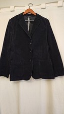 Lands End Blazer Womens 18W Navy Corduroy 3 Button Jacket Pockets Casual Stretch