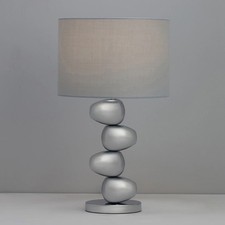 Inlight Table Lamp Himalia Pebble Polished Chrome Effect Bedroom Modern Drum