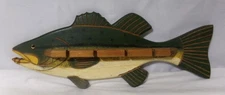 Folk Art Rainbow Trout Wood Fishing Pole Hanger Rack