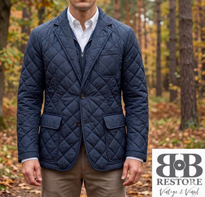 Original Polo RALPH LAUREN Steppjacke Mantel kurz Navy blau Gr. L
