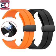 For Samsung Galaxy Watch Ultra 47mm Silicone Sport Band Magnetic Buckle Strap