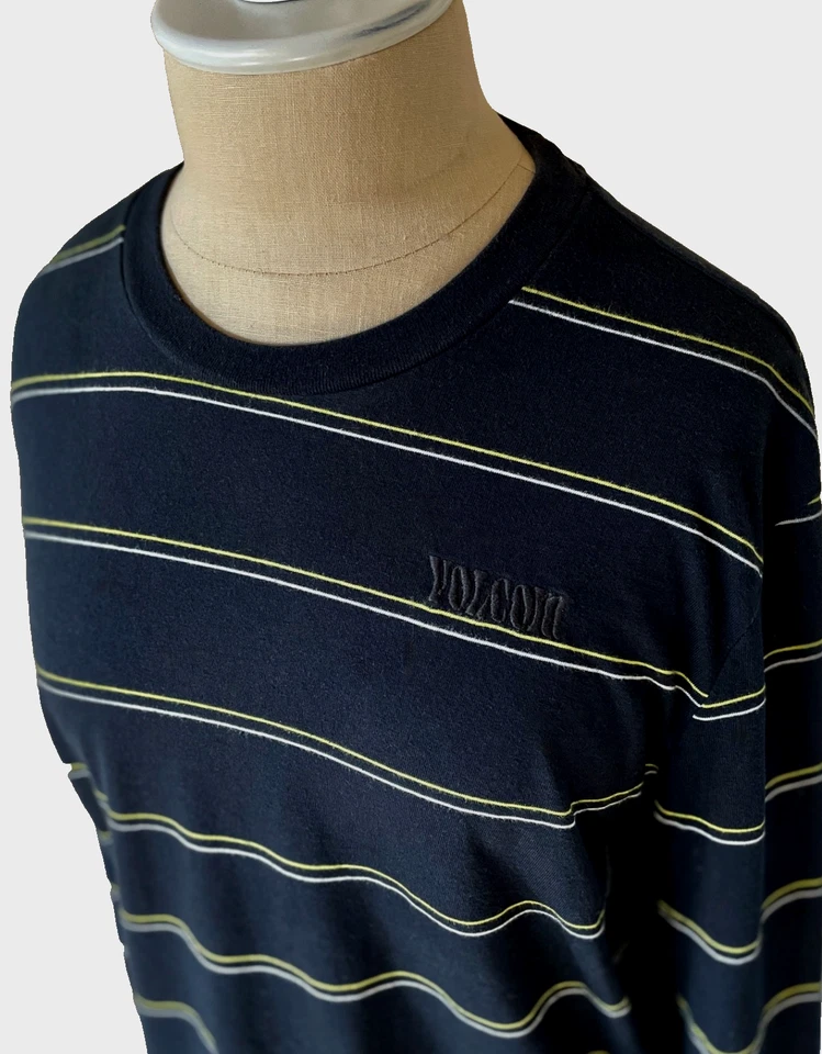 VOLCOM WOMENS Choice Is Yours Crew Long Sleeve Striped Boy Tee S 4 6 Black $38 - Image 2 of 4
