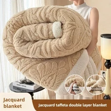 Jacquard Taffeta Double Layer Blanket Autumn WinterBed Blanket and Pillow Cases 