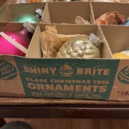 Vintage Shiny Brite Ornaments Of 12 Small Indented Ribbed - Picture 4 of 17