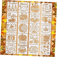 20 Pieces Fall Thanksgiving Stencils for Painting 7.9 x 7.9 Inch Pumpkin