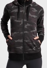 ATHLETA Triumph Printed Camo Full Zip Hoodie Jacket Size Medium M Black Gray