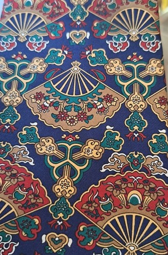 Smithsonian 100% Silk Tie Fan Design Vtg USA Asian Chinese