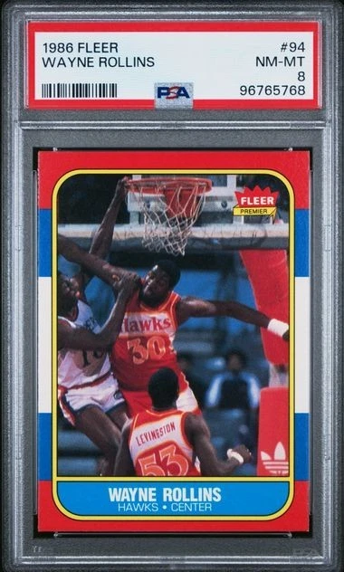WAYNE ROLLINS 1986 Fleer #94 PSA 8 NM/Mint Atlanta Hawks - Image 2 of 3