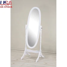 Traditional Floor Cheval Mirror Adjustable Wood Full Body Antique Style Mirror