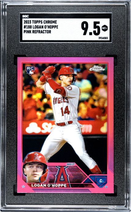 2023 Topps Chrome #188 Logan O'Hoppe Pink Refractors SGC 9.5 Rookie