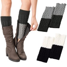 2 Pairs Winter Warm Boot Cuffs for Women, Crochet Knitted Boot Socks for Gilr...