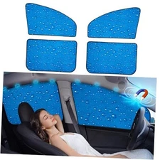  Side Window Sunshade Sun Shade for Car Window Double Front+Rear Side 4Pcs blue