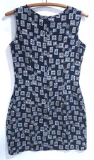 vtg y2k Syko sheath sleeveless dress polyester light floral SHAPES BLACK ART M