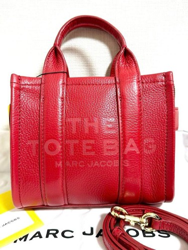 NEW MARC JACOBS The Mini Tote Bag Leather True Red 617 Crossbody 2 Way With Tag - Picture 2 of 10
