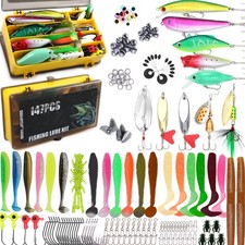 𝗘𝗫𝗔𝗨𝗥𝗔𝗙𝗘𝗟𝗜𝗦 Fishing Gear Fishing Lures Kit 147Pcs Tackle Box Minno...