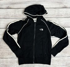The North Face Women's Small Full Zip Hoodie Black White Sweatshirt Stripes