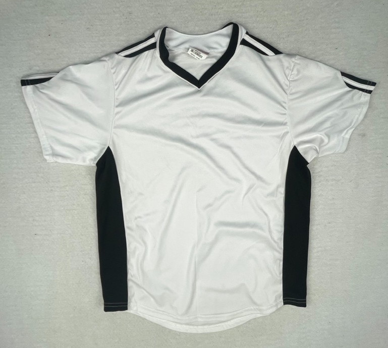 soccer jersey vintage white black Large made in USA sku#6
