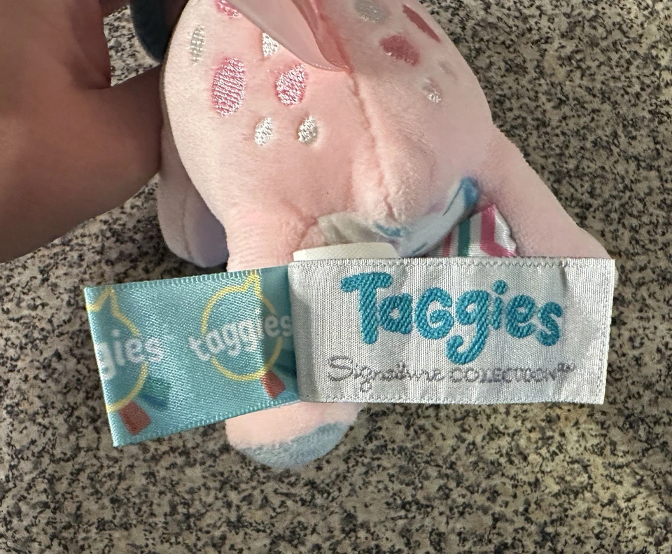 Taggies Rosa Dinosaurio Peluche Bebé Seguridad Sonajero Lovey Peluche Juguete Foto 4 de 4