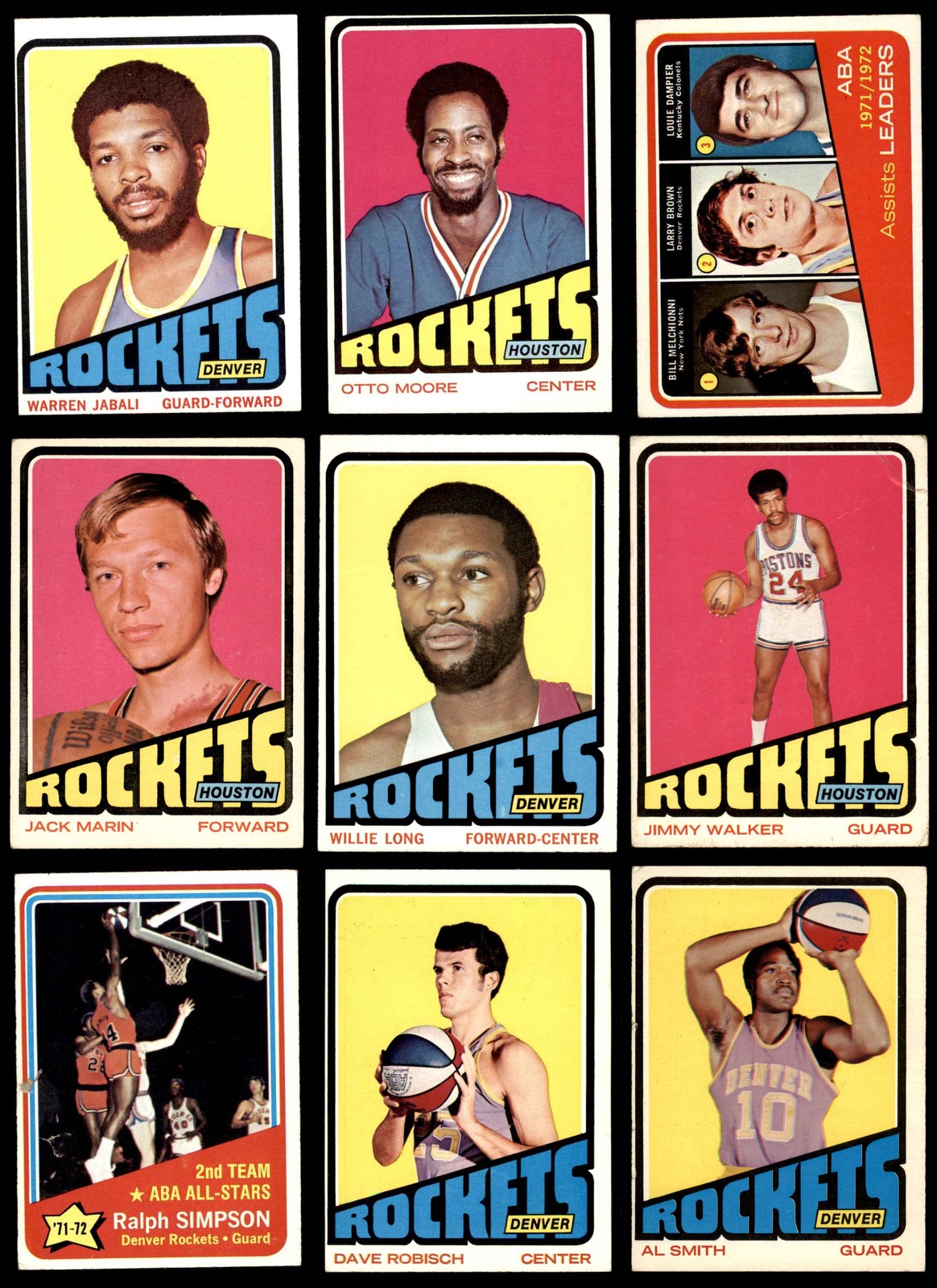 1972-73 Topps Rockets Near Complete Team Set 9 of 18 Cards VG+ 3.5