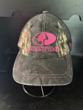 Mossy Oak Camo Ladies Pink Logo  Adjustable Hat / Baseball Cap Mesh Back