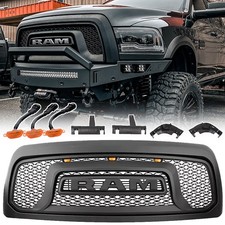 Grille For 2010-2018 Dodge Ram 2500 3500 Mesh Grill Matte Black Wletters Wleds