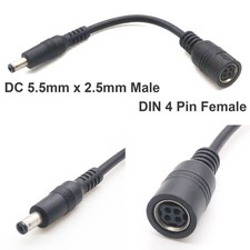 4 Pin Mini Din Fenake to DC 5.5 x 2.5mm Male Power Cable Camera DVD TV PC Barcod