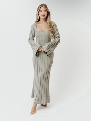 square neck ribbed dress ASOS Design - Ribbed Square Neck Maxi Dress - Women - Cotton/Spandex - 2 US