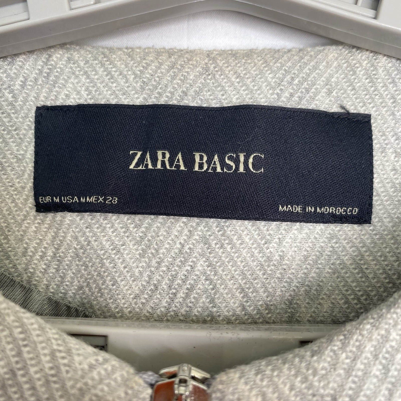 Zara Basic sGray Coat Herringbone Jacket Zip Up P… - image 4