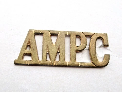 WW2 Auxiliary Military Pioneer Corps (AMPC) Brass Shoulder Title