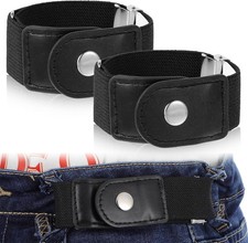 2 Pcs Men Side Belts No Buckle Elastic Belt Without Buckle Elastic Stretch Adjus