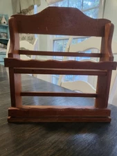 Vintage Wooden Double Shelf With Railings. Perfect For Farmhouse/Rustic Decors!