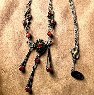 Vintage Kenny Ma San Francisco Bronze/Brass Tone Rhinestone Necklace~15.5''