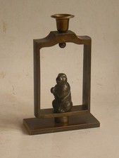 Kerzenst&auml;nder,Kerzenhalter,Hase,Ostern,Messing,Upcycling,Unikat,Patina,gebraucht