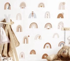 Boho Rainbow Wall Decals for Kids Room Nursery Aesthetic Removable Stickers