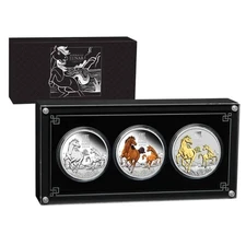 Year of the Horse 2026 $1 3 x 1 oz Silver Trio Coin Set Australia  Perth Mint