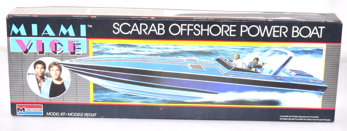 船・ボート MIAMI VICE SCARAB OFFSHORE POWER BOAT Rare Vintage Miami Vice Offshore Power Boat Model Kit Monogram